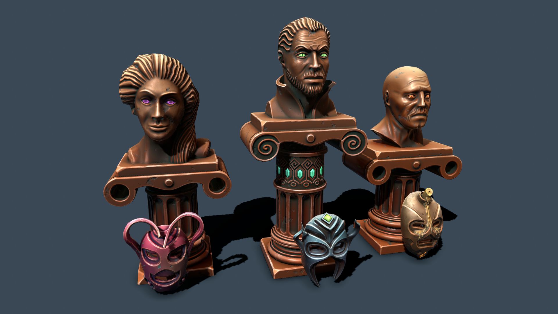 Pedestals with masks | Fab