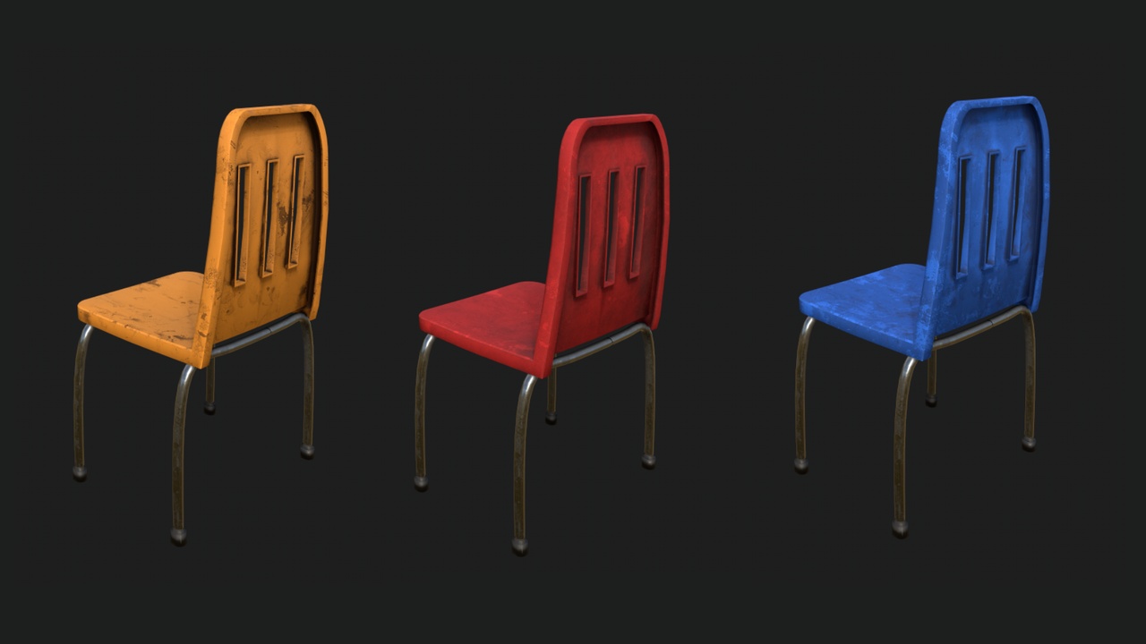 Media 1 for listing Colorful School Chair 3D Model - Game-Ready