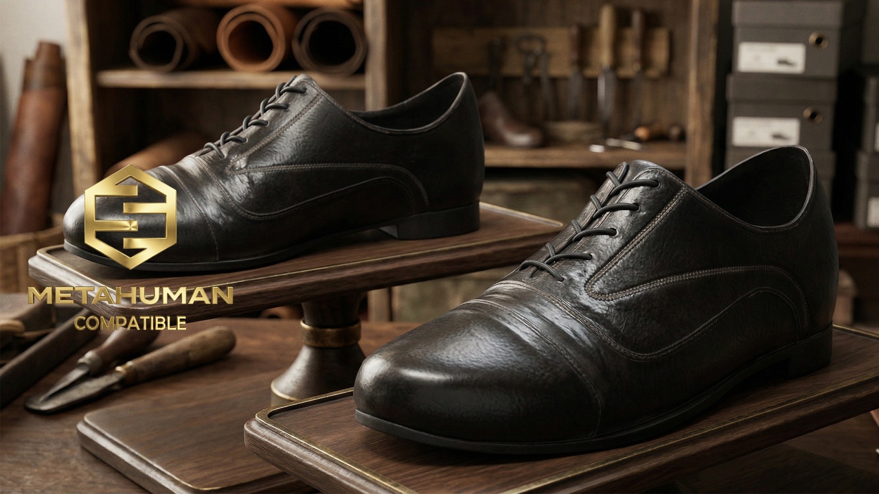 Media 1 for listing Classic Black Cap Toe Oxford Dress Shoes with Low Profile Formal Silhouette