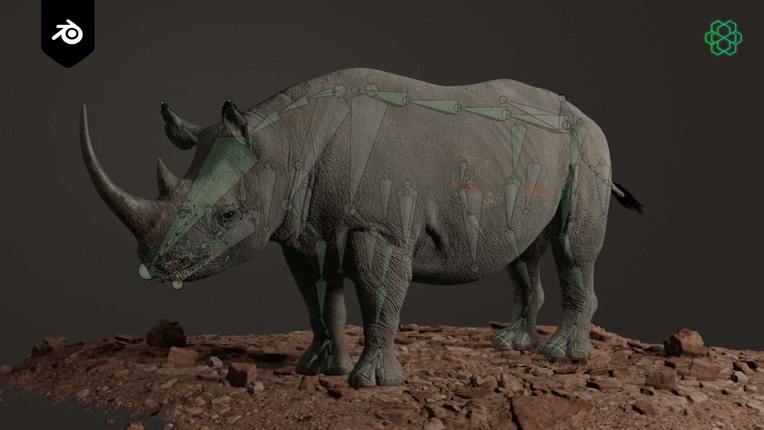 Rigged Texture Rigged 3D Model - Realistic Black Rhinoceros - High Poly - 8K Textures ...