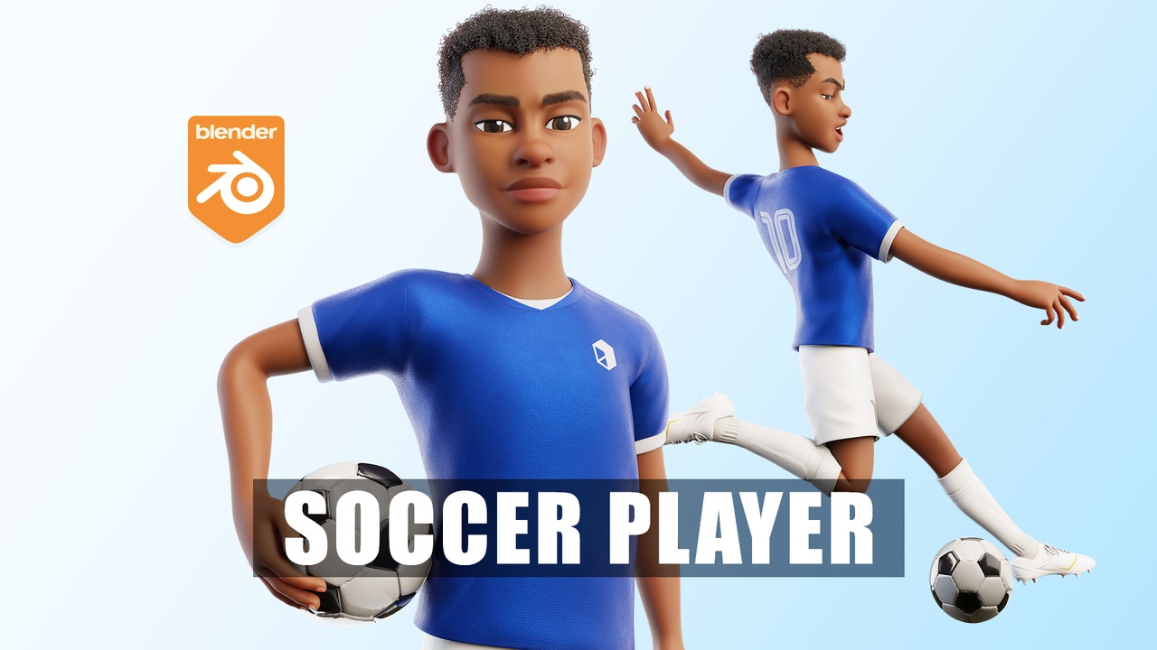 Media 1 for listing Cartoon Soccer Player Man