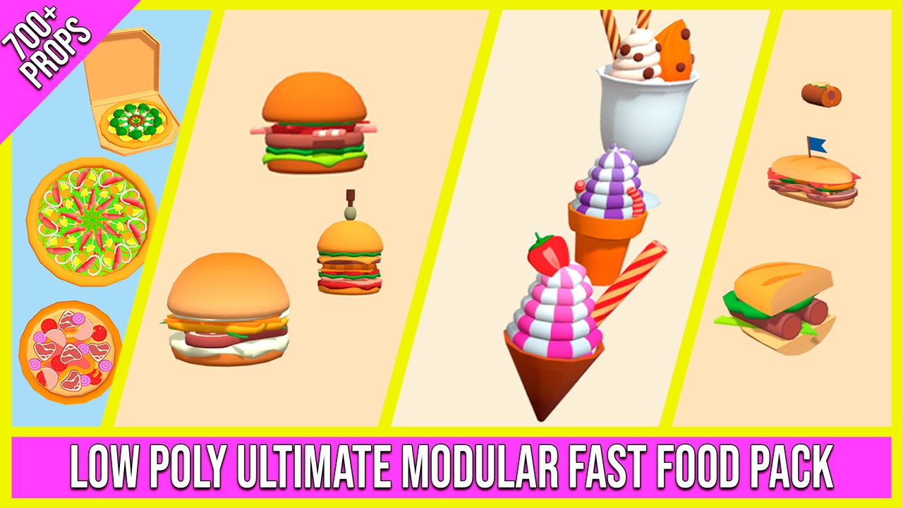 Media 1 for listing Low Poly Ultimate Modular Fast Food Pack (700+ Props)