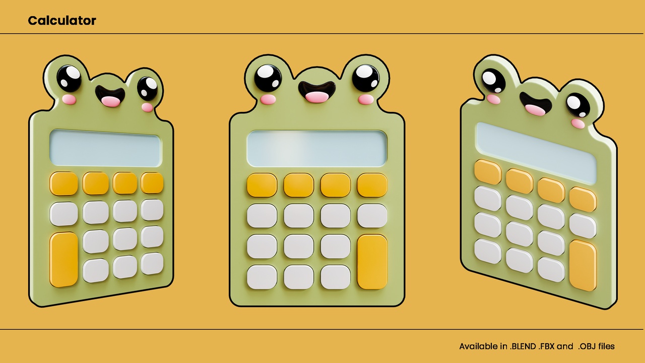 Media 1 for listing Cute 3D Frog Calculator Illustration