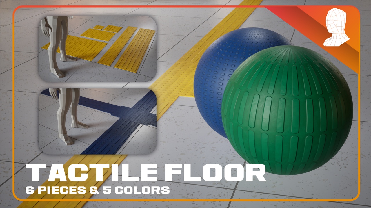 Media 1 for listing Tactile floor/ Paving & Warning Tiles - PBR - Game Ready