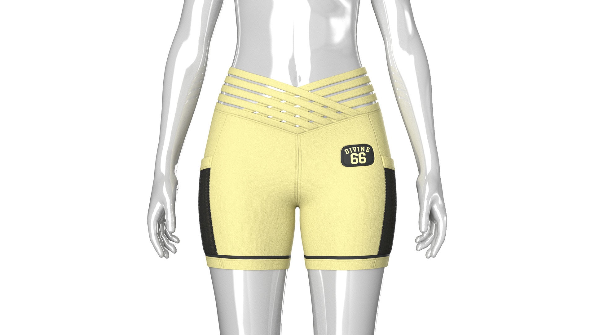 Media 1 for listing Girls Crossover Waistband Shorts With Mesh Pocket | High Poly