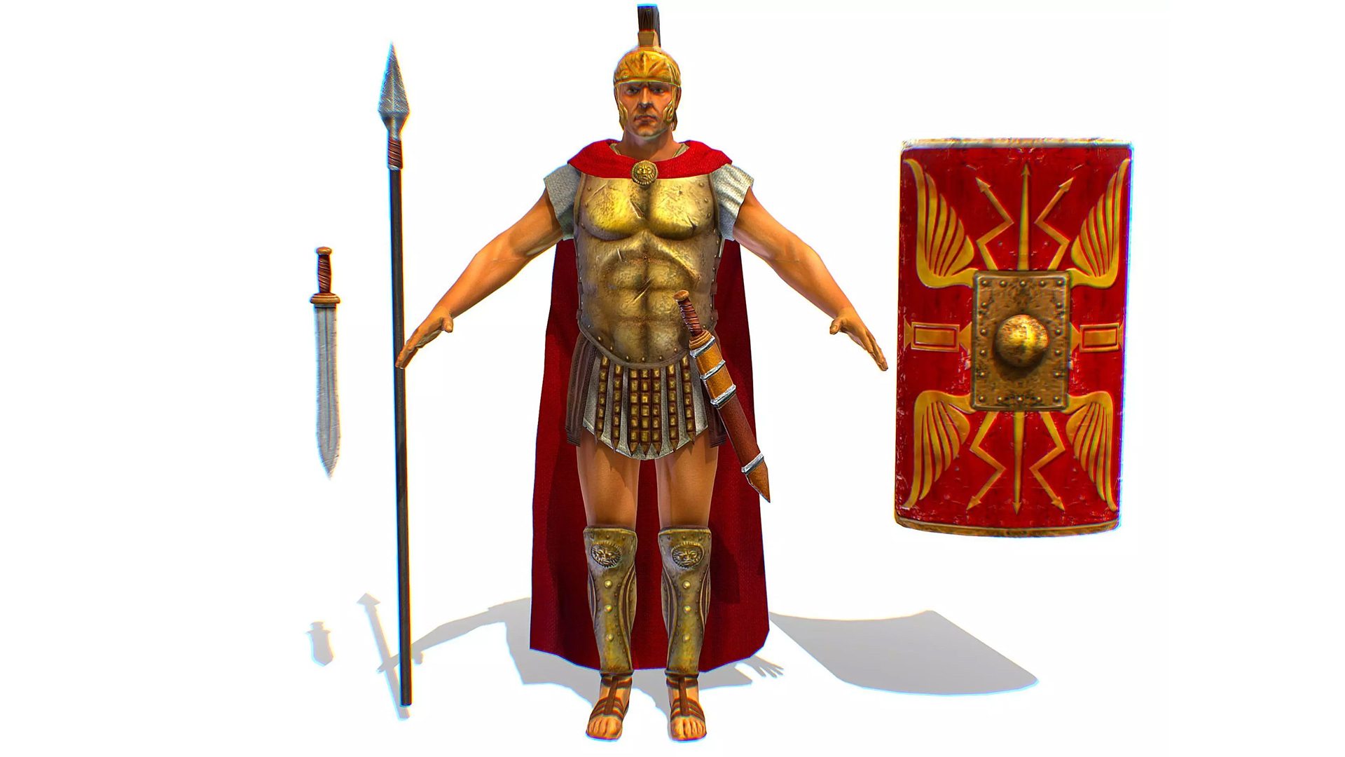 Greek Ancient Warrior Armor Shield Spear Sword White | Fab