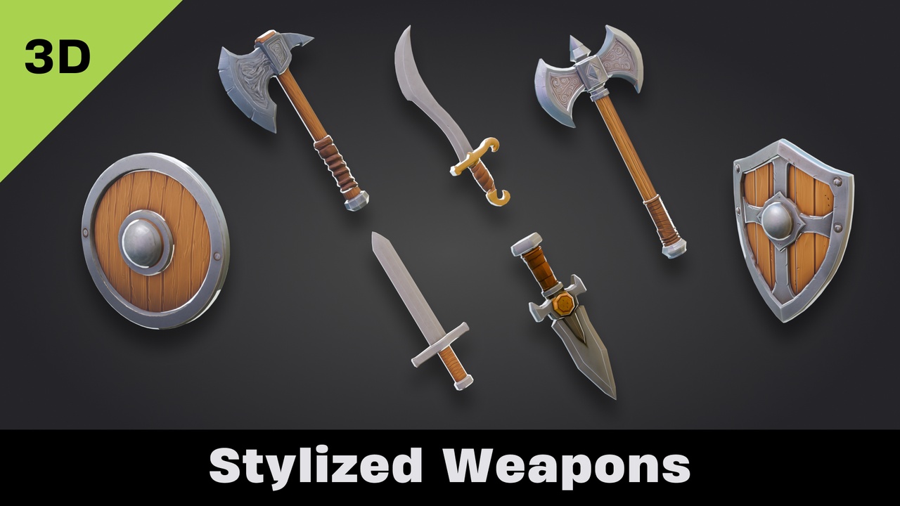 Media 1 for listing Stylized Weapons - Low Poly 3D Models