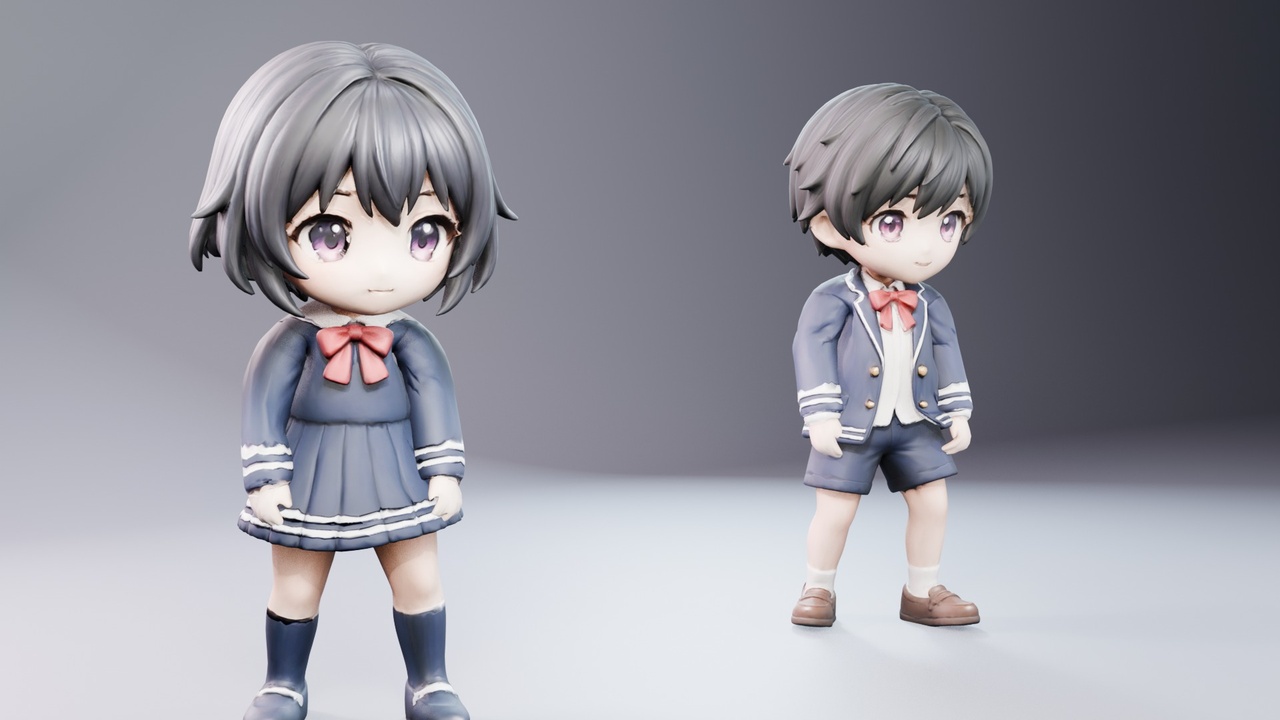 Media 1 for listing Chibi School Pack - UE5 Rigged (Mannequin-Compatible Skeleton)