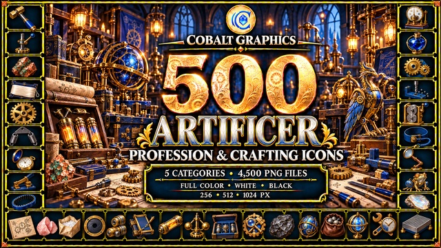 500 Artificer Profession Icons | RPG Clockwork, Gears & Crafting — Cobalt Game Assets