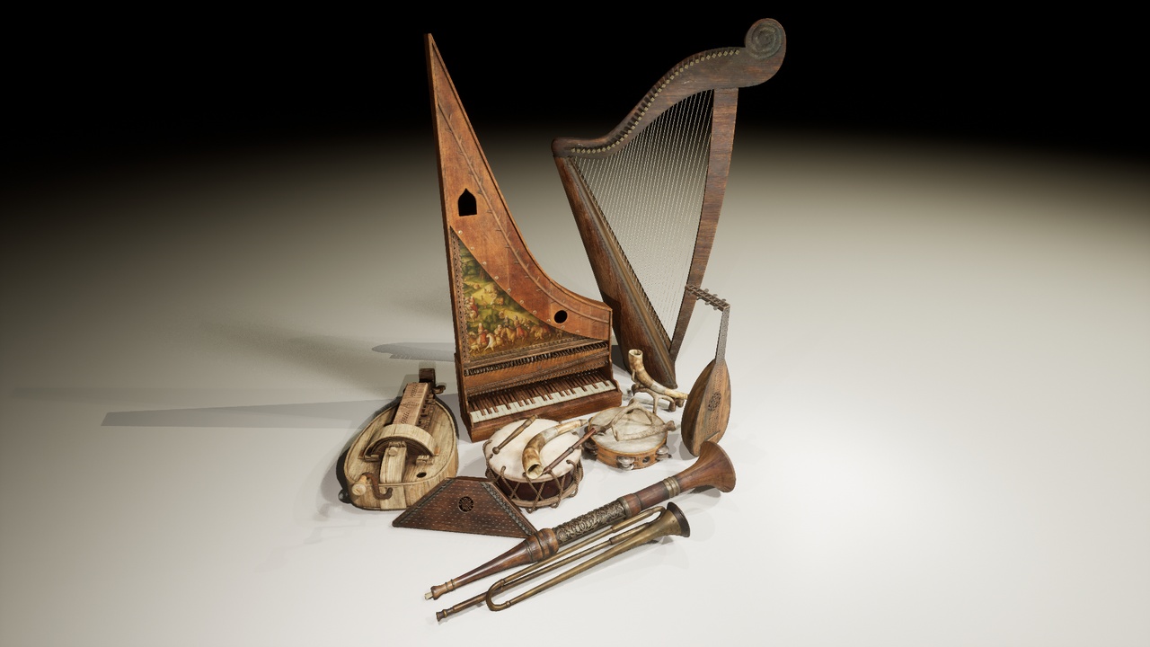 Media 1 for listing Medieval Music / Musical Instruments (Medieval Props/Assets)