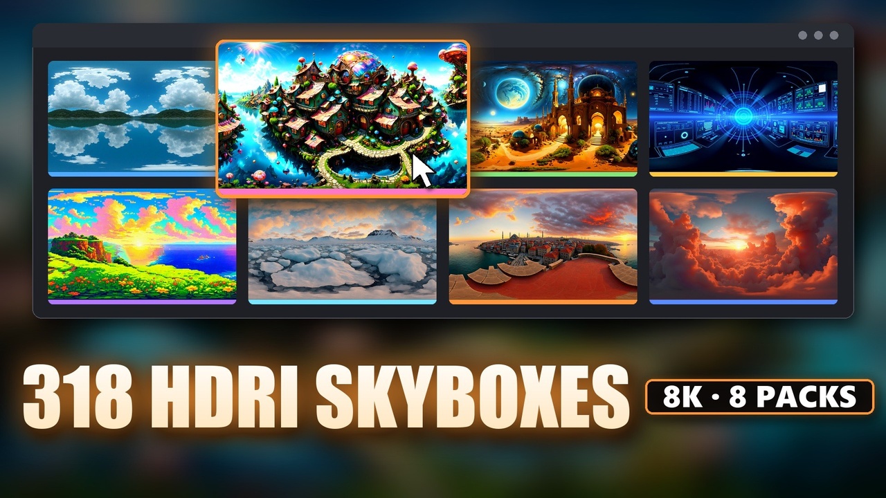 Media 1 for listing Fantasy, Pixel Art & Icy 8K HDRI Bundle - 318 Skyboxes: Sci-Fi, Istanbul & Skies