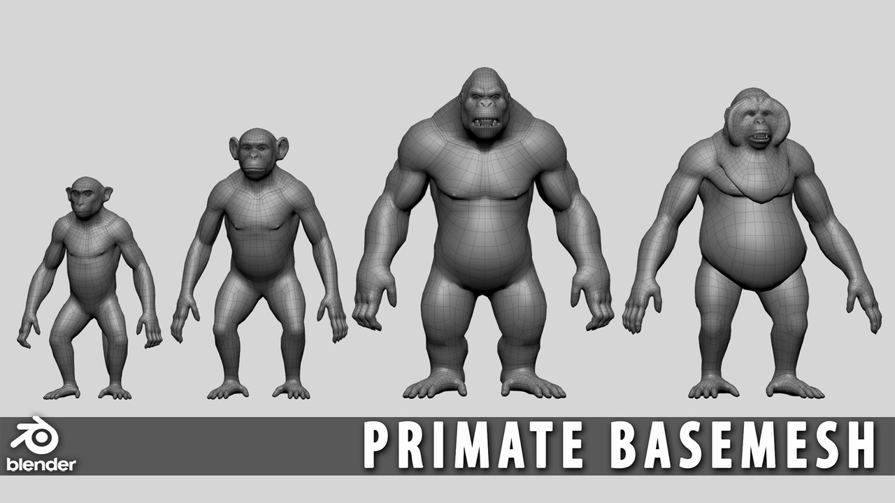 Primate Pack BaseMesh - Topology + UV map | Fab