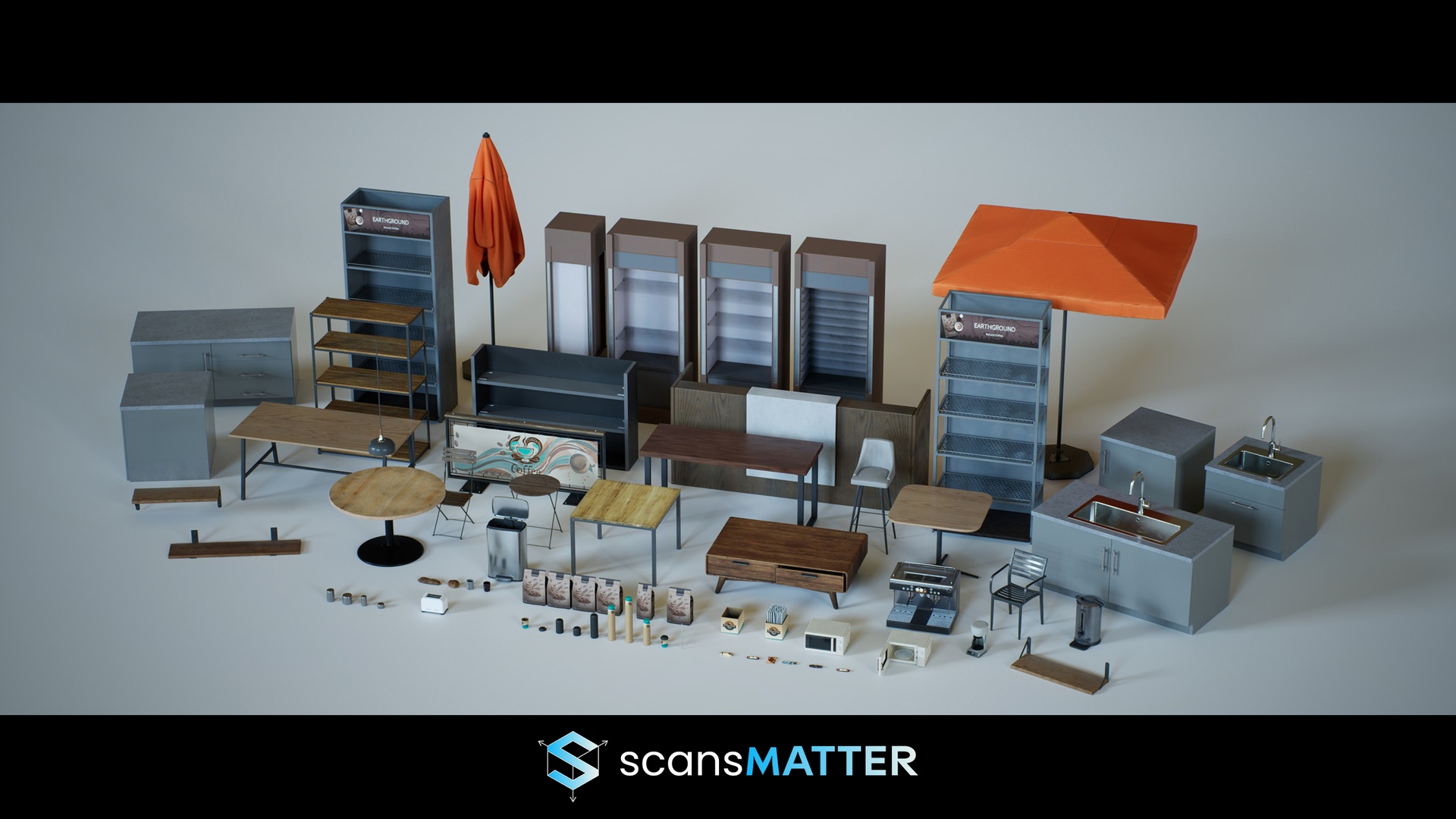 Media 1 for listing Coffee Shop Kit - Game-Ready, Coffee Shop 3D Assets