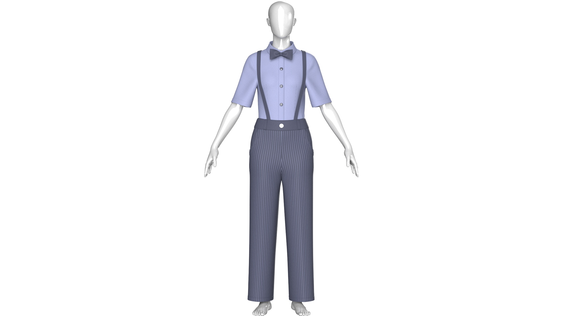 Media 1 for listing Girls Striped Pant With Shirt Suspenders - Outfit | High Poly