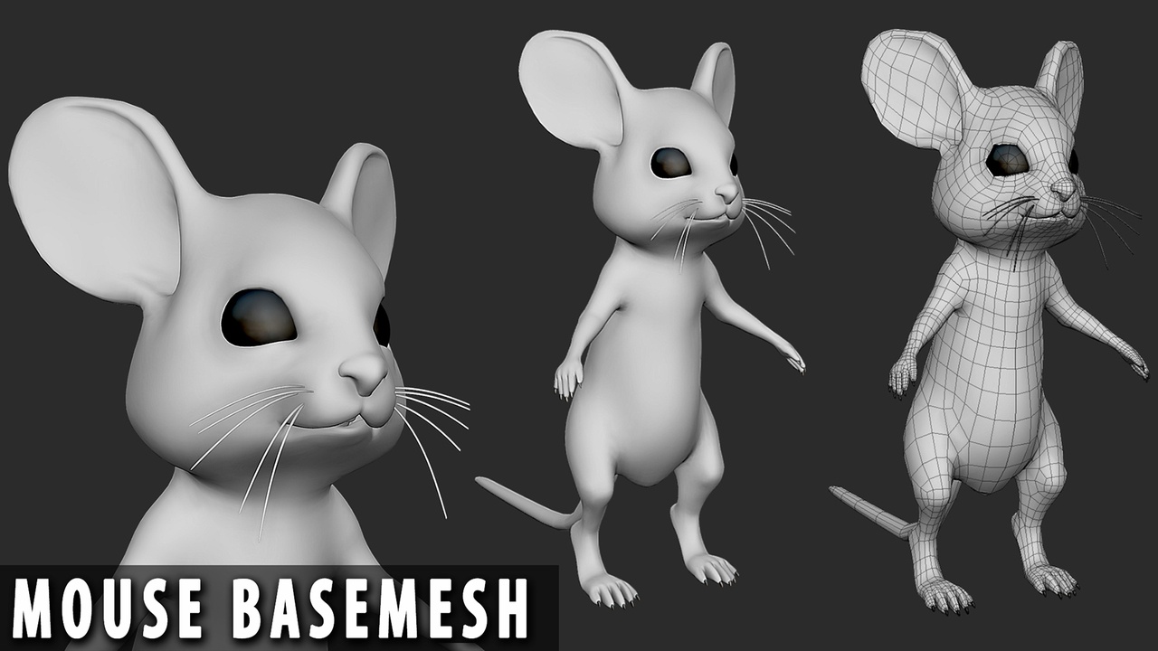 Media 1 for listing Mouse Cute- Topology + UV Map