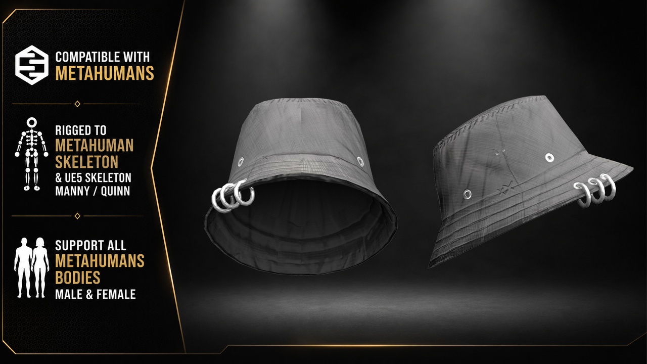 Media 1 for listing MetaHuman Bucket Hat – MHPKG