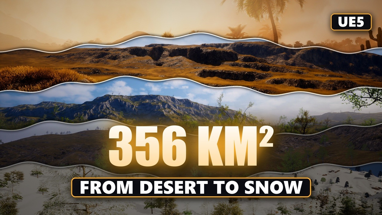 Media 1 for listing Desert, Prairie & Seasons Procedural Bundle - 5 Open-World Ecosystems for UE5
