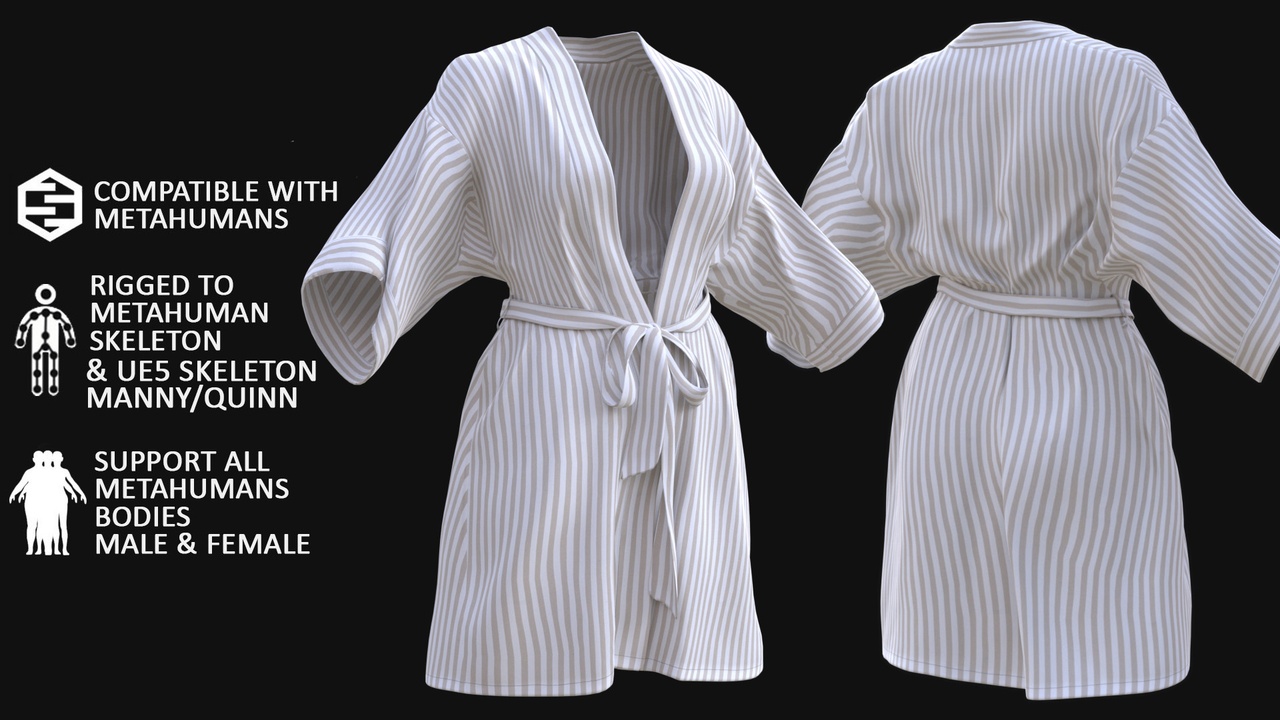 商品 Bathrobe 167 - All MH Bodies & UE5 Skeletons - Rigged 的媒体 1