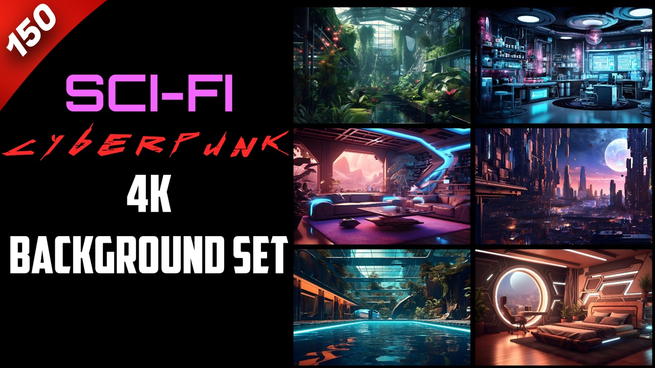 Media 1 for listing 4K Background Sci-Fi Cyberpunk Set 150+