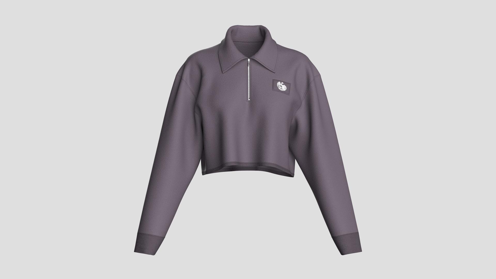 Media 1 for listing Girls Oversized Crop Sweatshirt With Quarter - Zip | High Poly