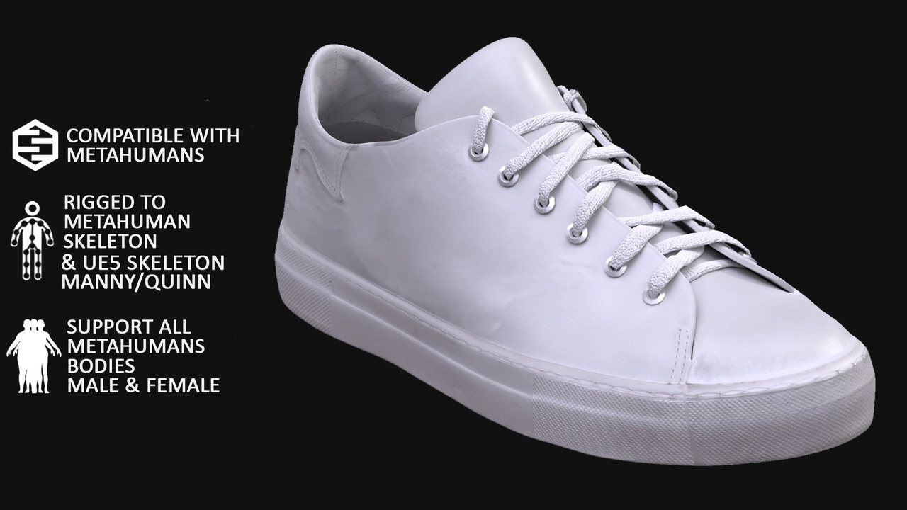 Media 1 for listing Sport Sneakers Metahuman 3D model 119 - MH & UE5 Skeletons - Rigged