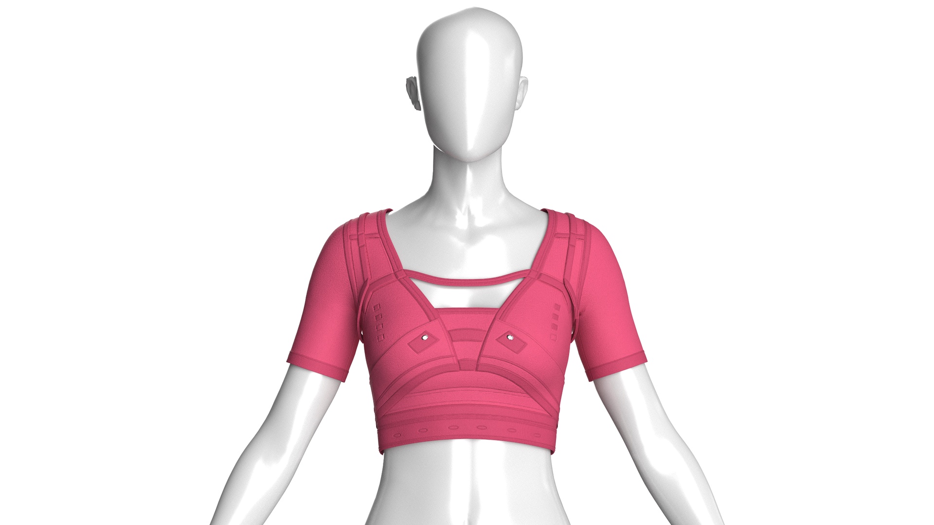 Media 1 for listing Girls Short - Sleeve Crop Top With Harness Straps | High Poly
