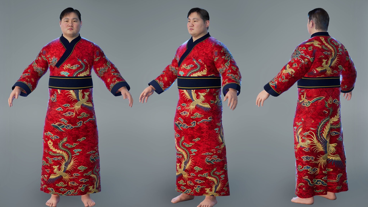 Media 1 for listing Traditional Asian Robe for MetaHuman – Resizable Parametric Outfit