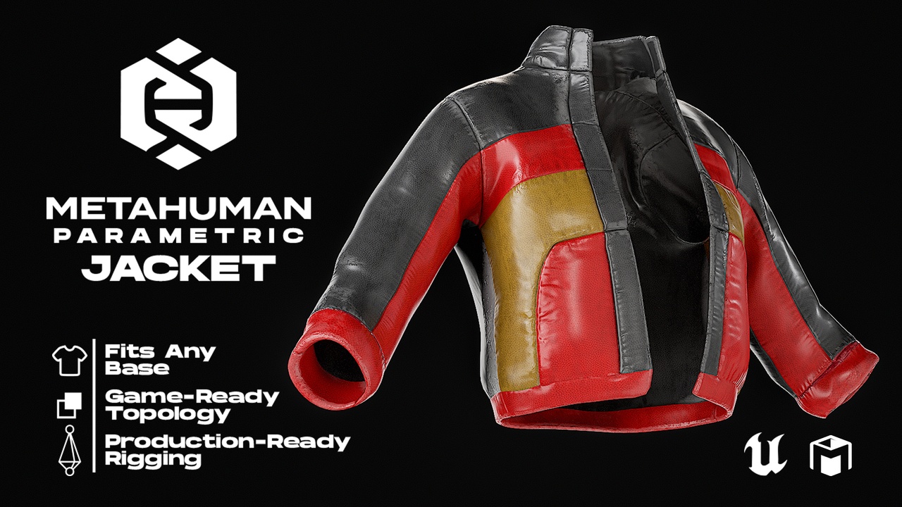 Media 1 for listing MetaHuman Retro jacket - Parametric MetaHuman Clothing MHPKG
