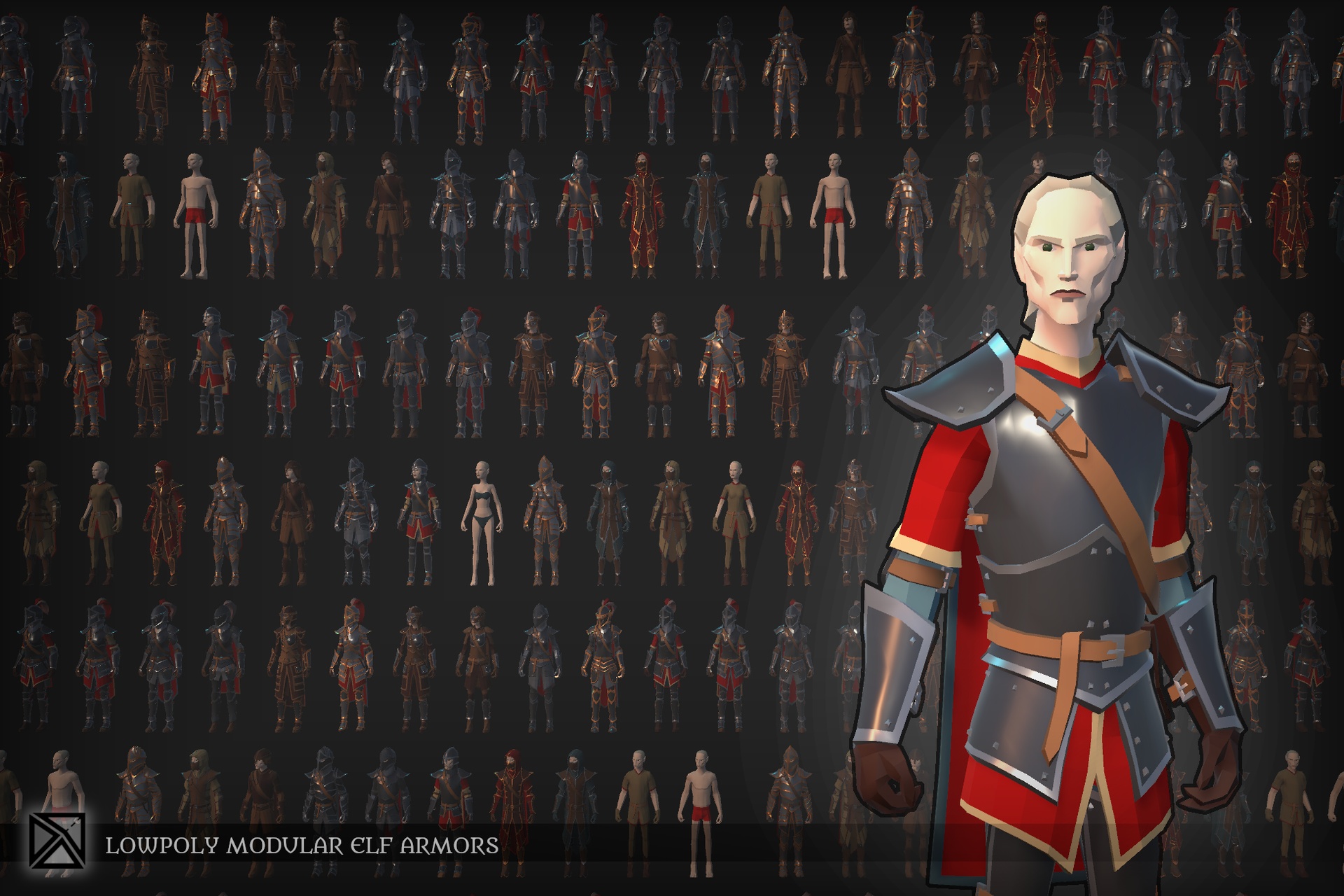 Media 1 for listing Low Poly Elf Modular Armors Bundle- MEDIEVAL FANTASY SERIES
