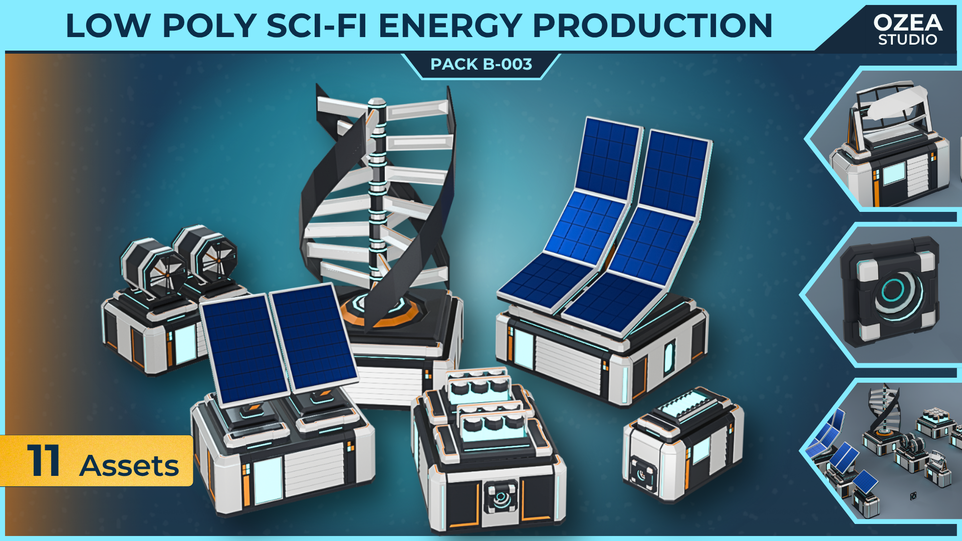 Low Poly Sci-Fi Energy Production Pack B-003 | Fab