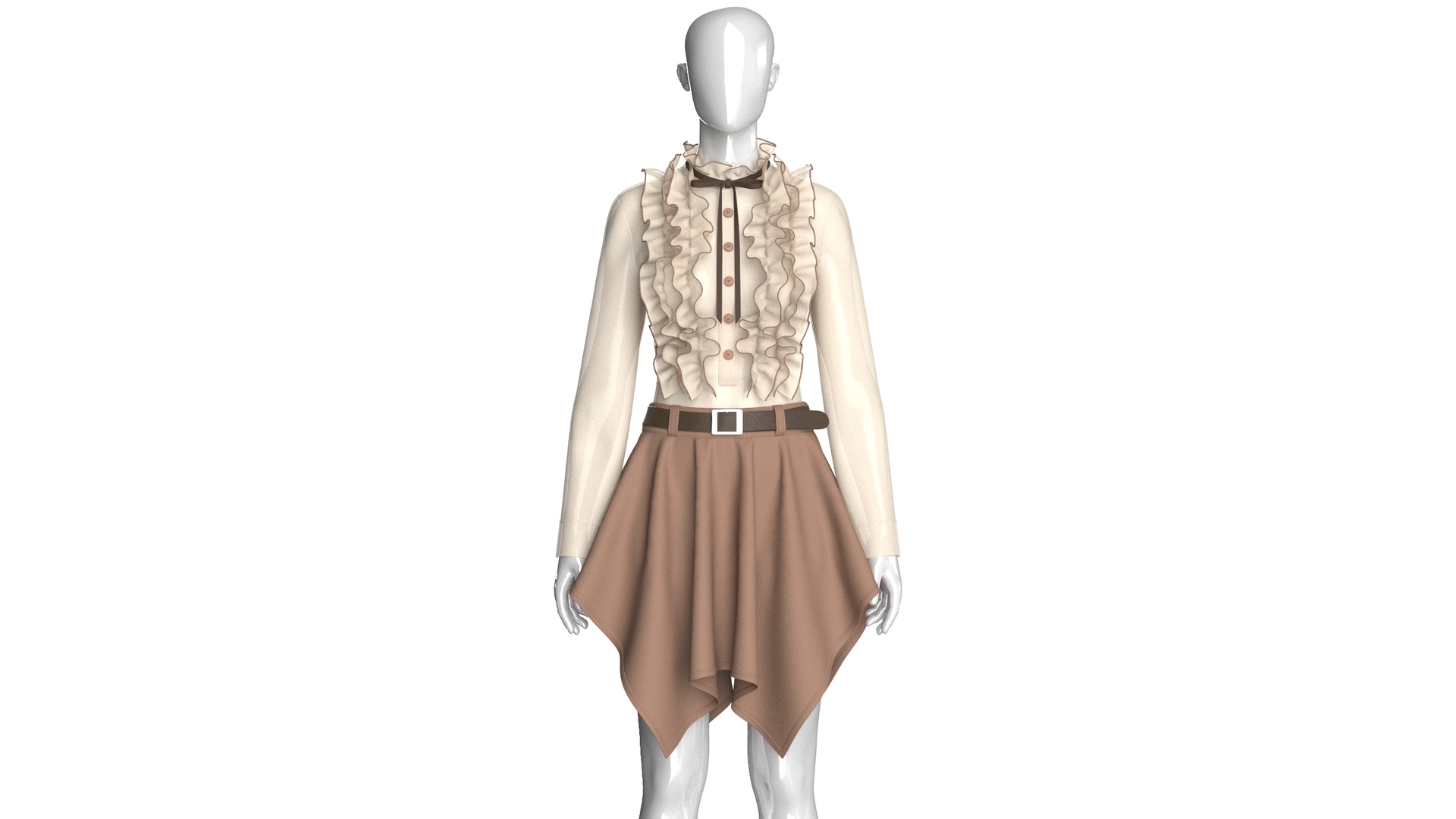 Media 1 for listing Girls Long Sleeve Frill Bib Top With Skirt - Outfit | High Poly