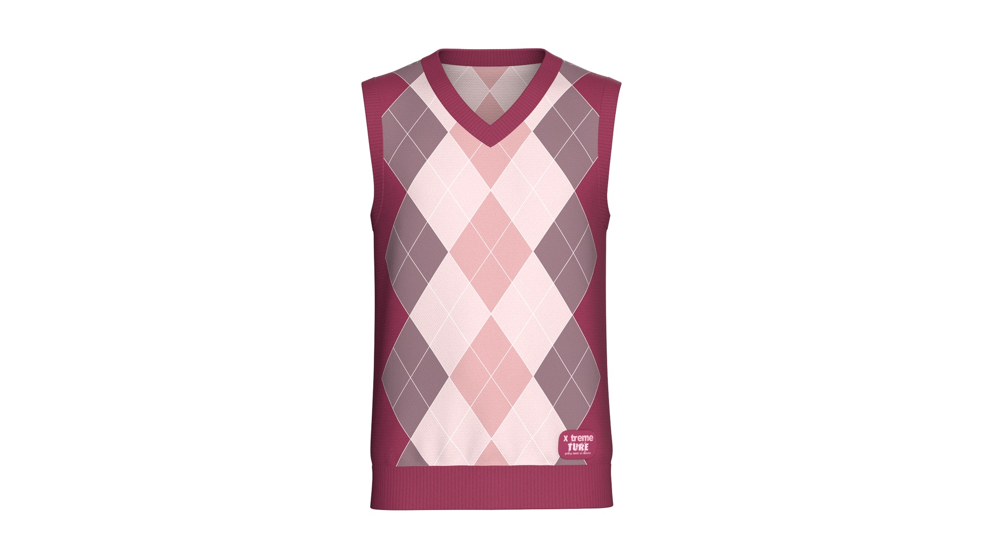 Media 1 for listing Men V-Neck Sleeveless Argyle Sweater | High Poly