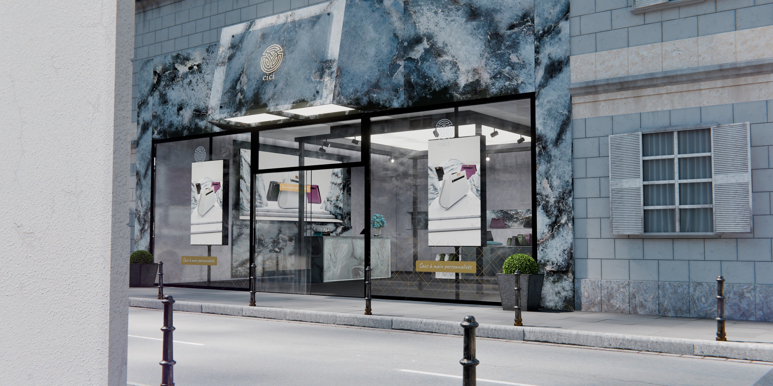 Media 1 for listing Luxury Marble Boutique Storefront Scene