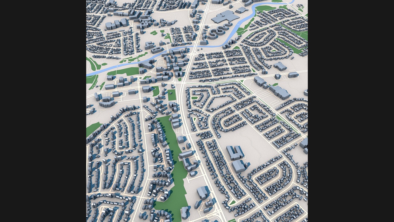 Media 1 for listing Alberta City Canada Detailed Low Poly 3D City Model with Real-World Urban Layout