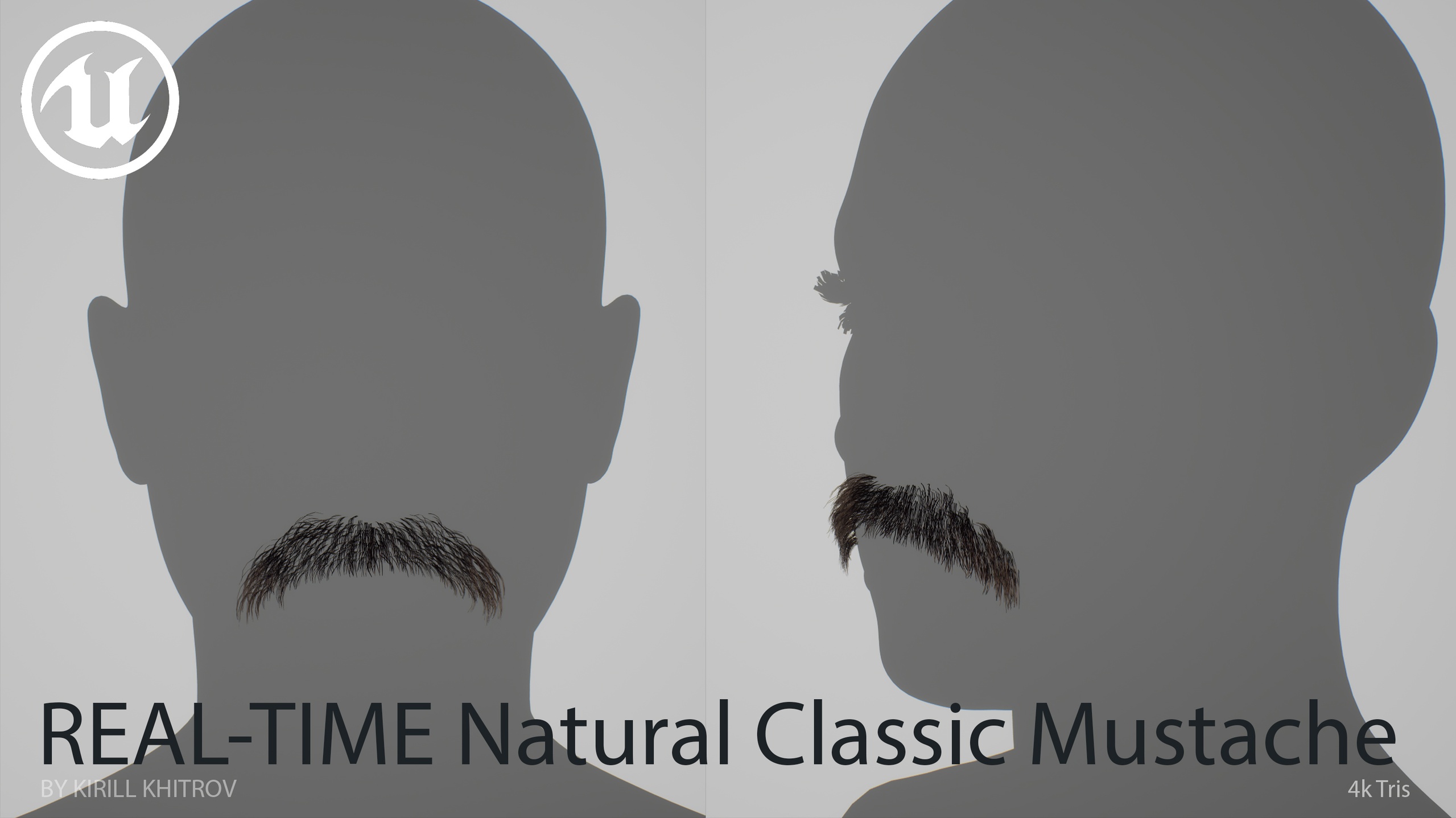 Media 1 for listing Real-Time Natural Classic Mustache - Haircards / Low-Poly Facial Hair