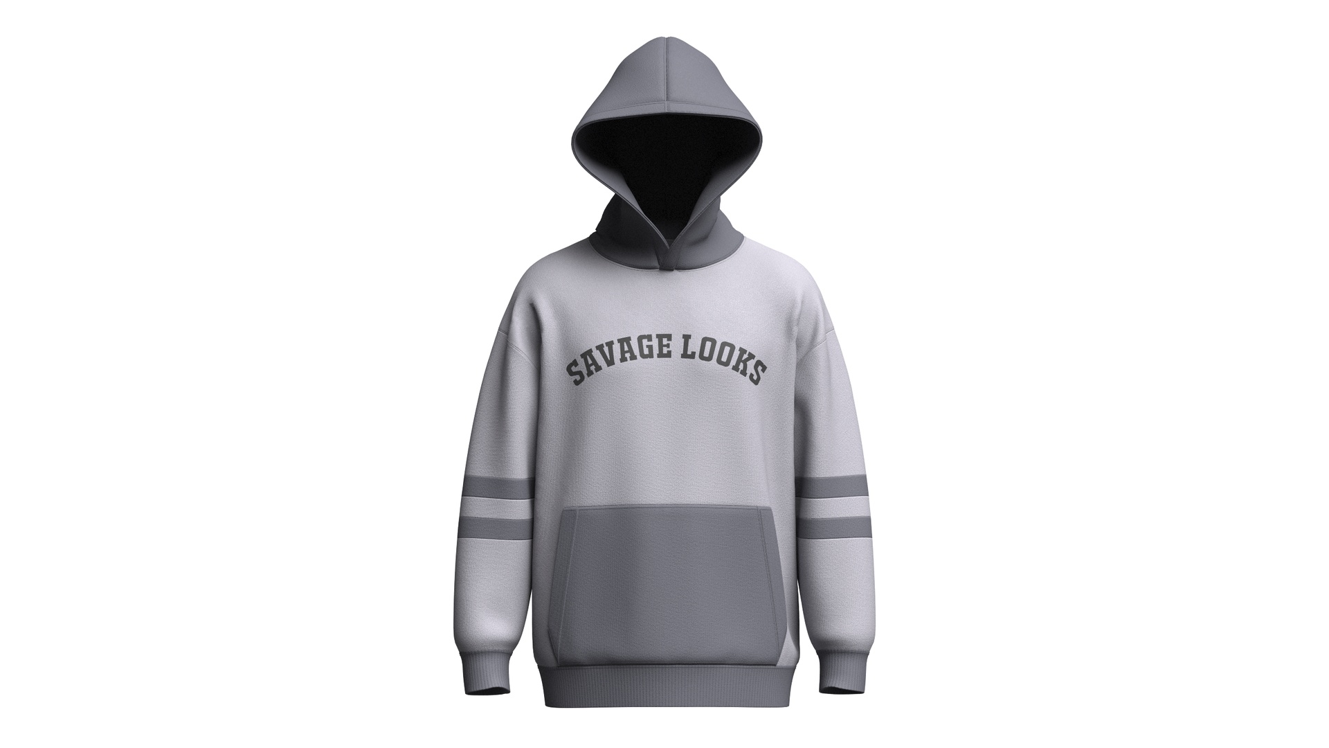 Media 1 for listing Men Two - Tone Letter Printed Pullover Hoodie | High Poly