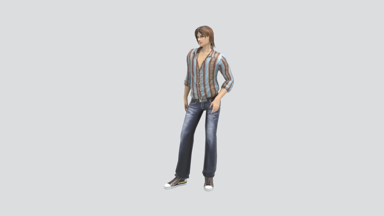 Media 1 for listing Casual Young Woman in Denim Jeans and Shirt 3D Model