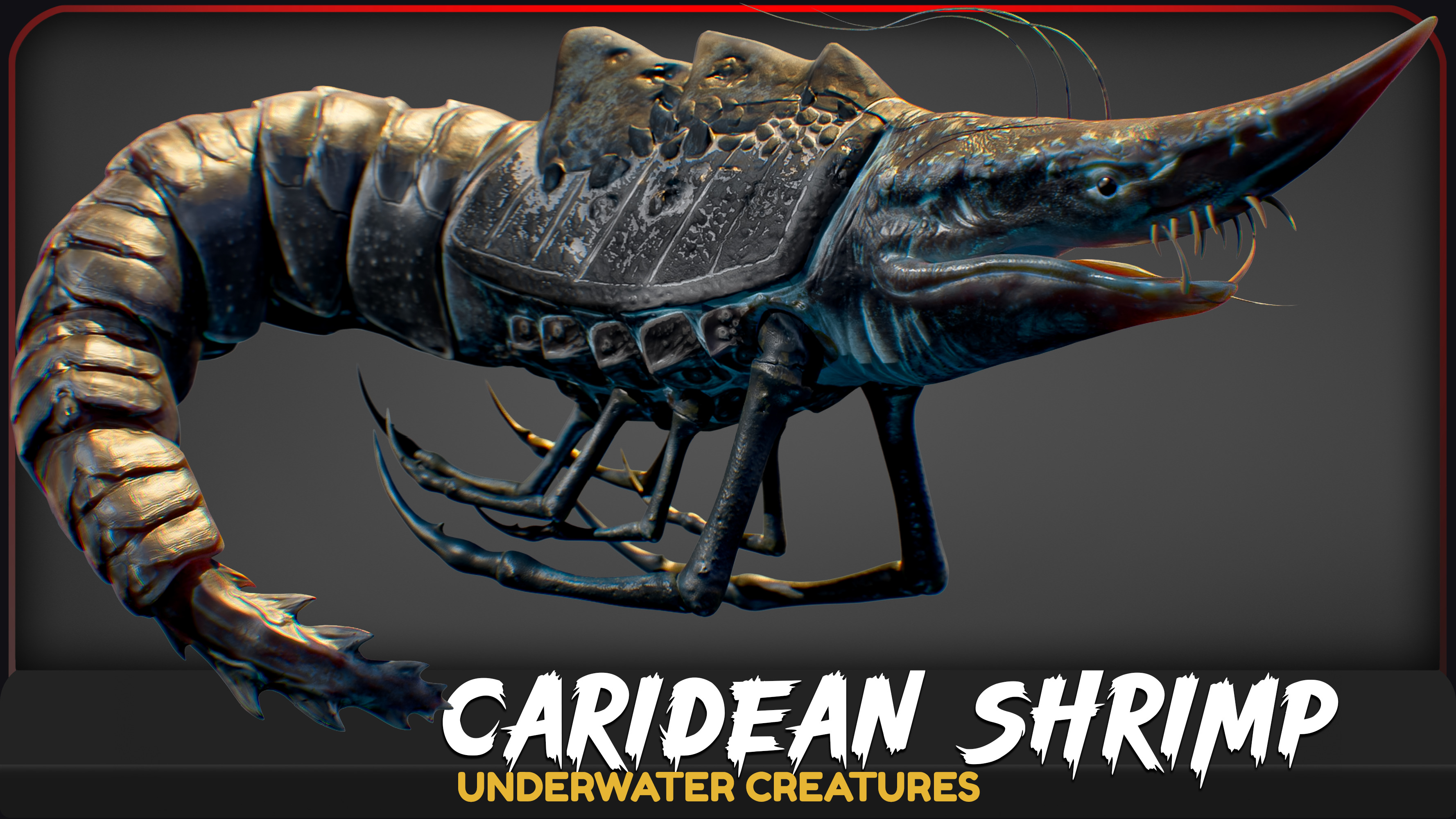 Monster Prawn Caridean Shrimp - Ocean Horror Devil - Low Poly Model - Monster Fish ...