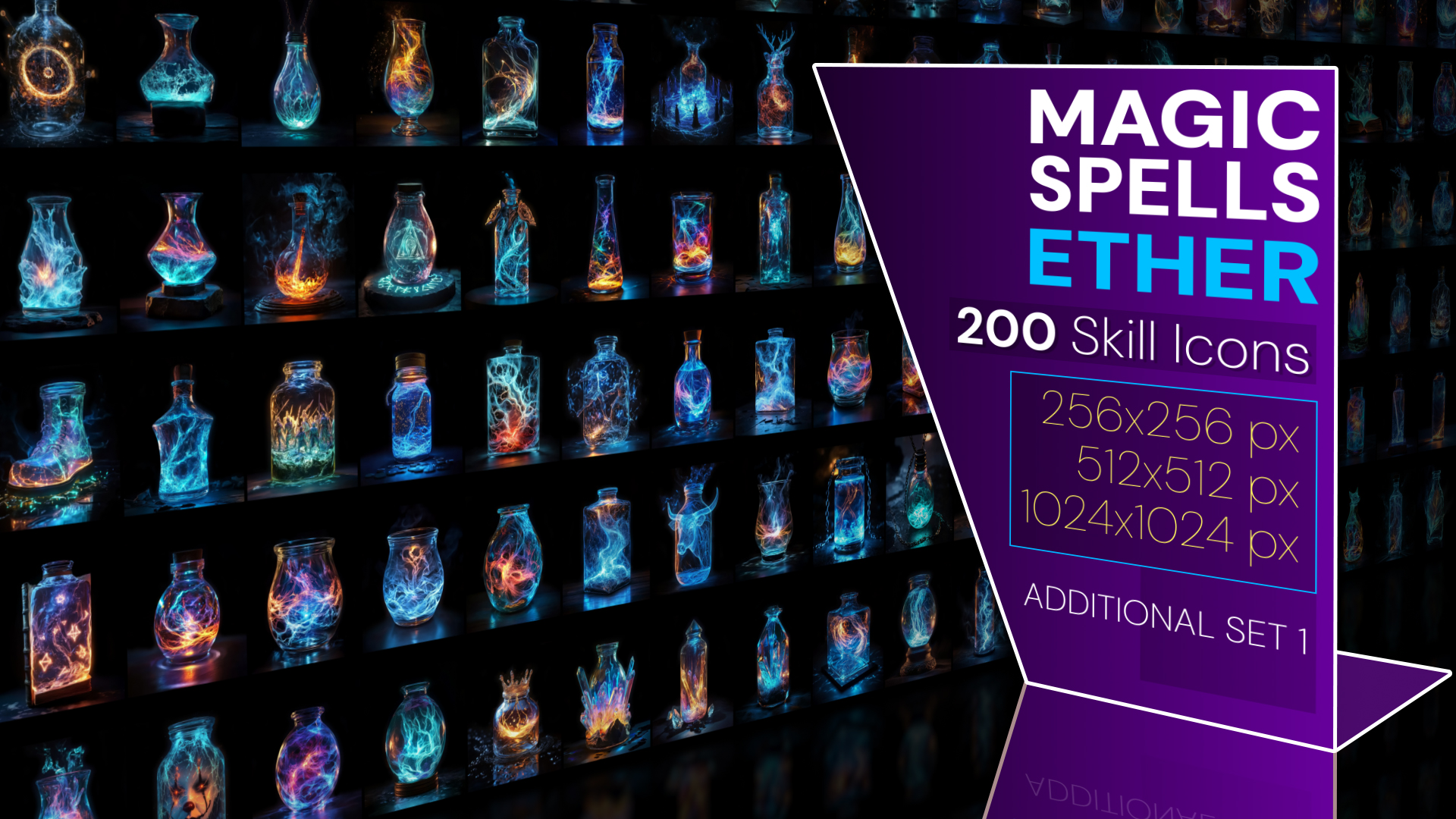 200 additional magical spell icons themed around - Ether. Pack 1 | Fab
