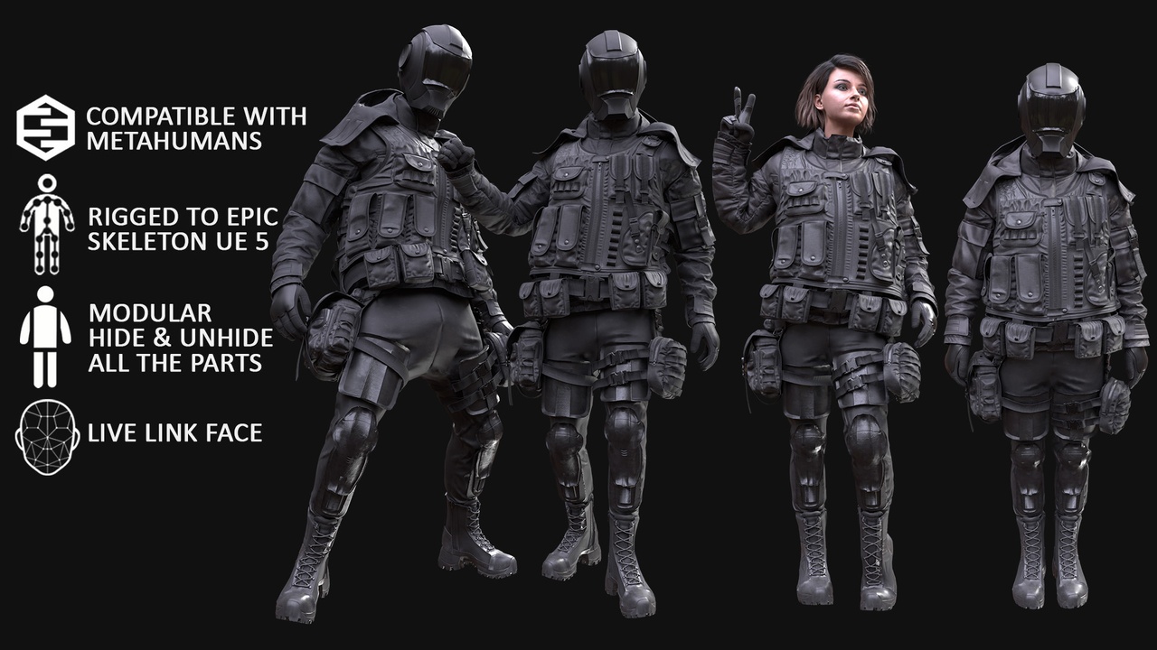 Men's and Women's Military Uniform 5 - Modular - Rigged | Fab