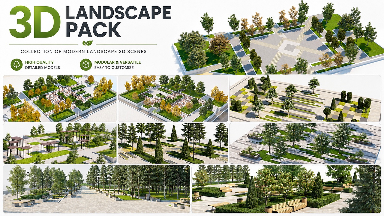 Media 1 for listing 8 Modern Park and Garden 3D Scenes