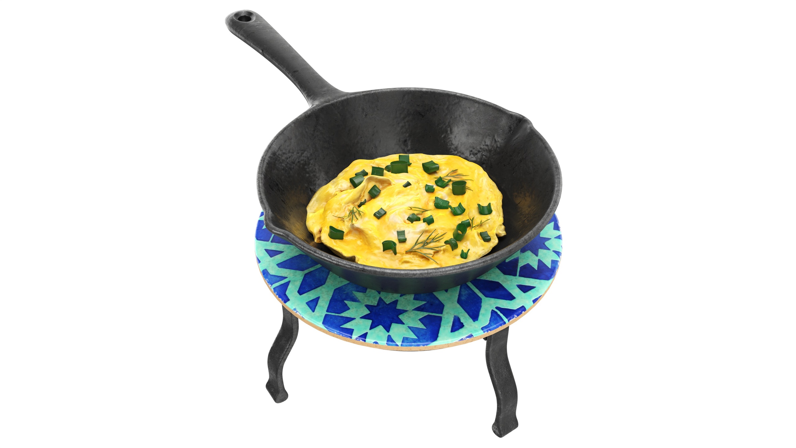 Media 1 for listing Omlette in a skillet on a trivet