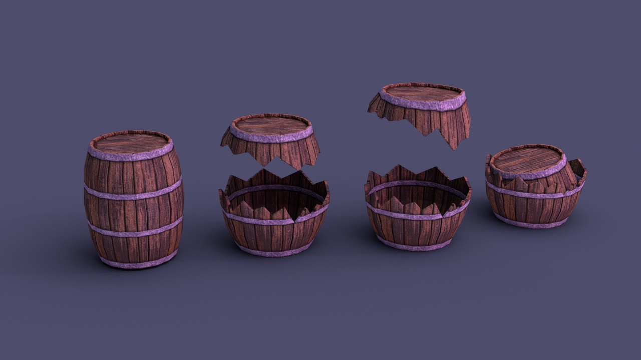 Media 1 for listing Pixel-Style Destructible Barrel Set – Breakable Medieval Prop