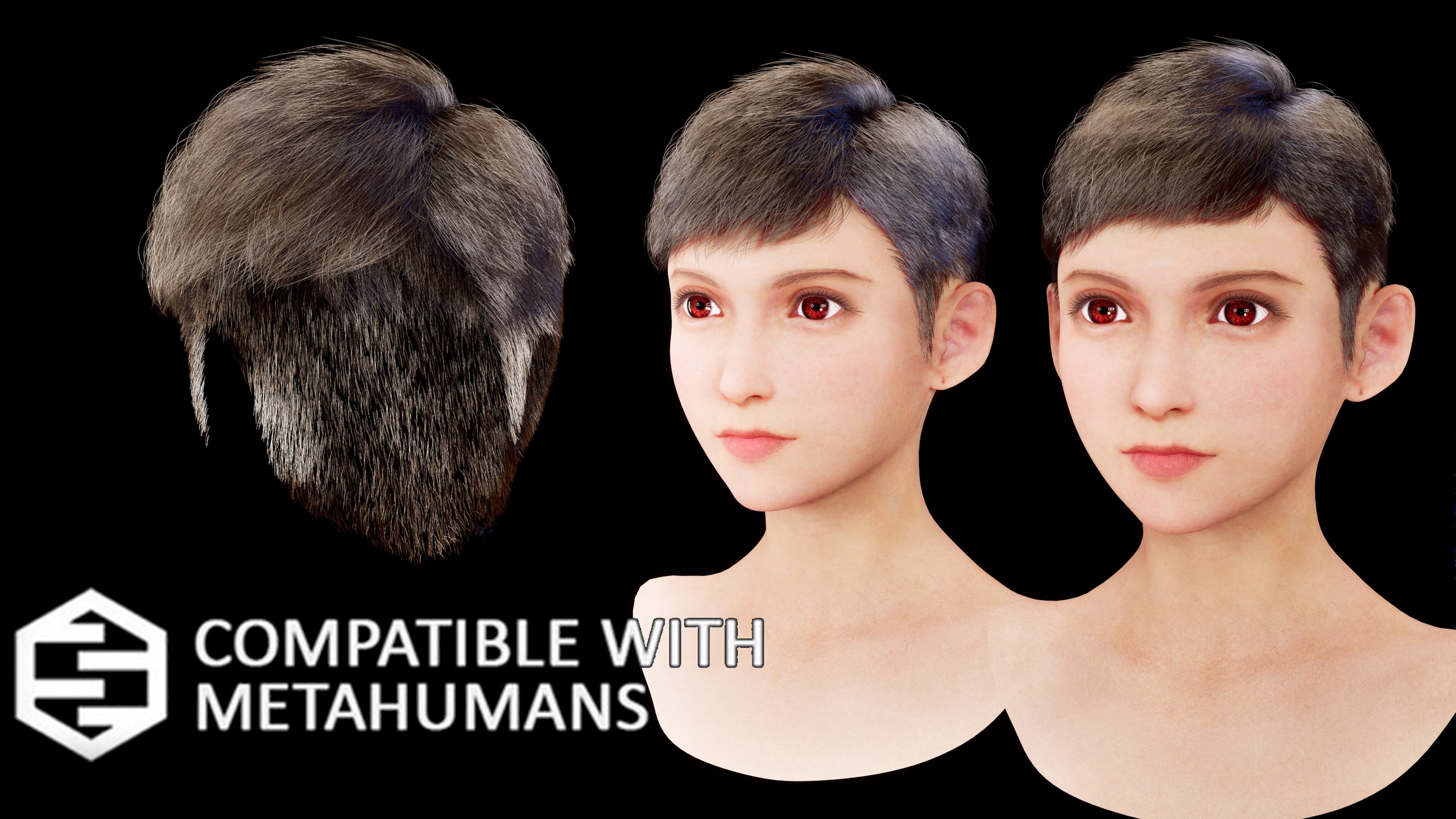 Medium 1 für Eintrag Real-time Two Styles Pixel Cut Groom Hair For Metahuman