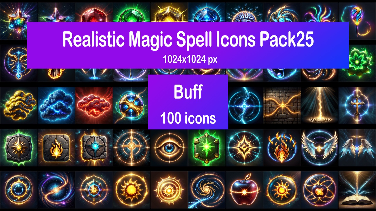 Media 1 for listing Realistic Magic Spell Icons Pack25 - Buff