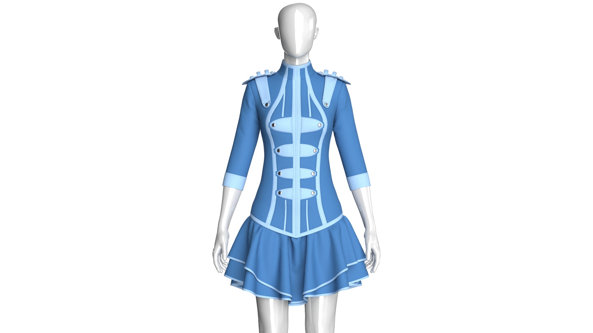 Media 1 for listing Girls Tactical Half Sleeve Ruffled Mini Dress | High Poly