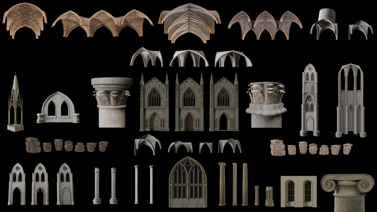 Media 1 for listing Gothic Architecture - Complete Modular Kitbash Bundle (Vol. I & II)