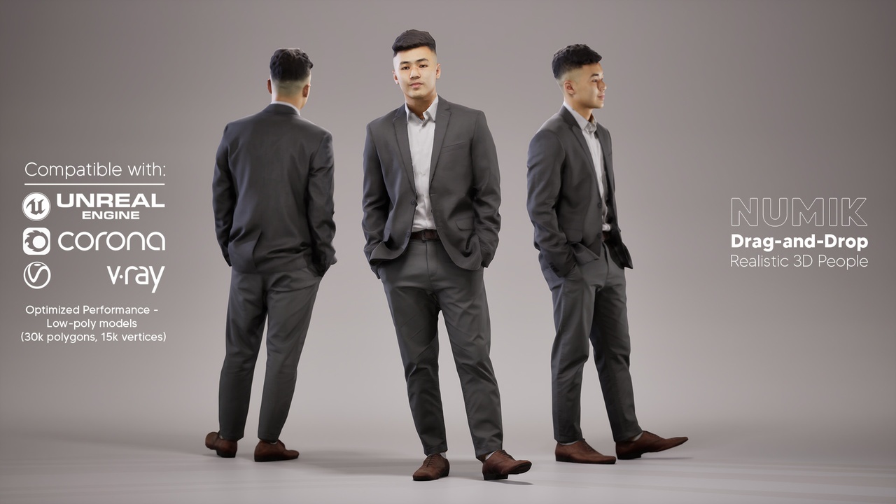 Media 1 for listing Kevin 1002 3D People Asian Man Business Standing