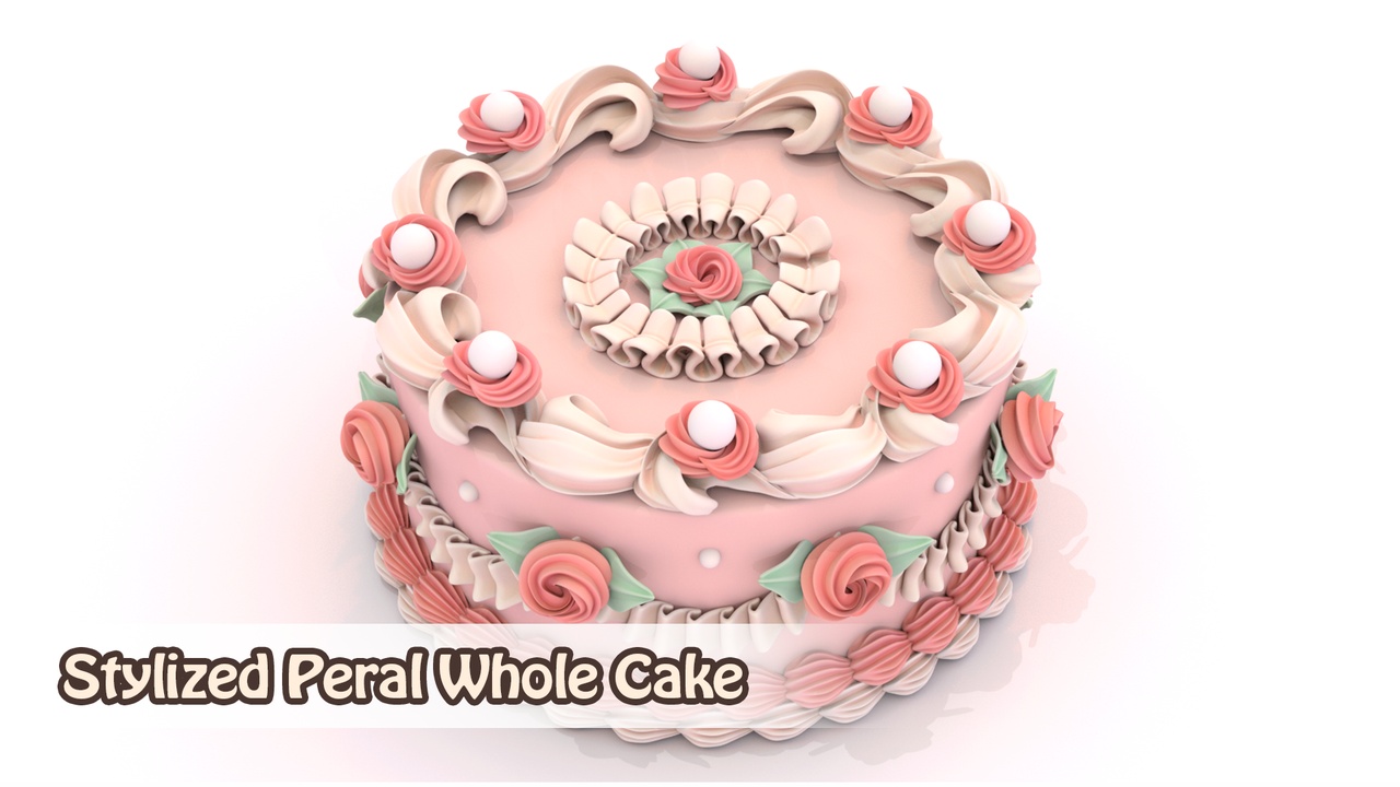 Media 1 for listing Stylized Peral Rose Cake Whole Cake