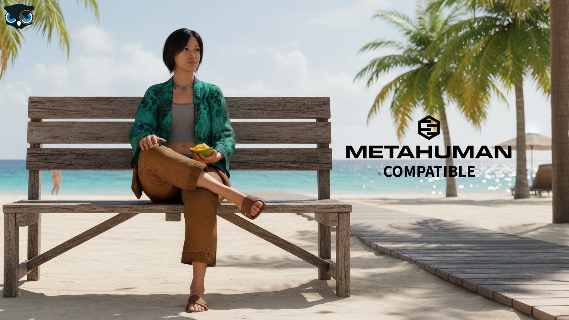 Media 1 for listing Tropical Island Outfit Metahuman compatible – Kimono Shirt and Sandals Set
